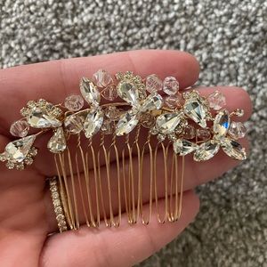Crystal Rhinestone and Gold Wedding Hair Pin